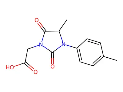 2-(4-Methyl-3-(4-methylphenyl)-2,5-dioxoimidazolidin-1-yl)acetic acid structure