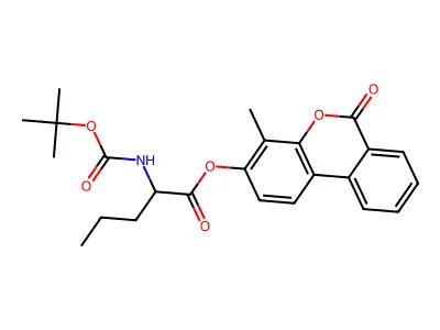 4-methyl-6-oxo-6H-benzo[c]chromen-3-yl N-(tert-butoxycarbonyl)norvalinate structure