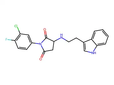 1-(3-chloro-4-fluorophenyl)-3-{[2-(1H-indol-3-yl)ethyl]amino}pyrrolidine-2,5-dione structure