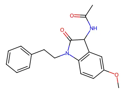 N-[5-methoxy-2-oxo-1-(2-phenylethyl)-2,3-dihydro-1H-indol-3-yl]acetamide structure