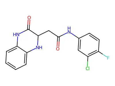 N-(3-chloro-4-fluorophenyl)-2-(3-oxo-2,4-dihydro-1H-quinoxalin-2-yl)acetamide structure