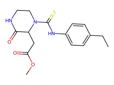 Methyl {1-[(4-ethylphenyl)carbamothioyl]-3-oxopiperazin-2-yl}acetate structure