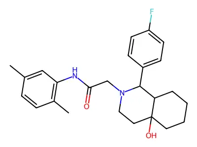 N-(2,5-dimethylphenyl)-2-[1-(4-fluorophenyl)-4a-hydroxy-1,3,4,5,6,7,8,8a-octahydroisoquinolin-2-yl]acetamide structure