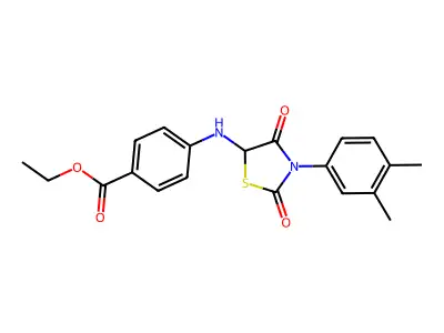 Ethyl 4-{[3-(3,4-dimethylphenyl)-2,4-dioxo-1,3-thiazolidin-5-yl]amino}benzoate structure