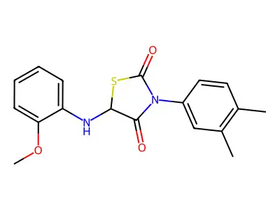 3-(3,4-Dimethylphenyl)-5-((2-methoxyphenyl)amino)thiazolidine-2,4-dione structure