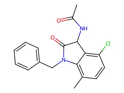 N-(1-benzyl-4-chloro-7-methyl-2-oxo-2,3-dihydro-1H-indol-3-yl)acetamide structure