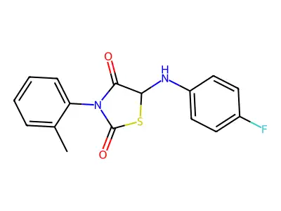 5-[(4-Fluorophenyl)amino]-3-(2-methylphenyl)-1,3-thiazolidine-2,4-dione structure
