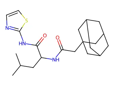 2-(2-adamantanylacetylamino)-4-methyl-N-(1,3-thiazol-2-yl)pentanamide structure