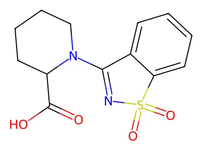 1-(1,1-Dioxo-1,2-benzothiazol-3-yl)piperidine-2-carboxylic acid structure