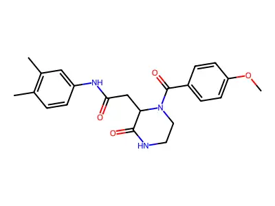 N-(3,4-dimethylphenyl)-2-[1-(4-methoxybenzoyl)-3-oxopiperazin-2-yl]acetamide structure