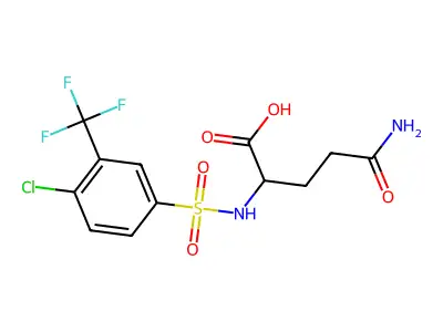 4-Carbamoyl-2-[4-chloro-3-(trifluoromethyl)benzenesulfonamido]butanoic acid structure