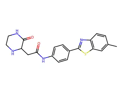 N-[4-(6-methyl-1,3-benzothiazol-2-yl)phenyl]-2-(3-oxopiperazin-2-yl)acetamide structure