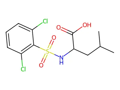 (2S)-2-[(2,6-dichlorophenyl)sulfonylamino]-4-methylpentanoic acid structure