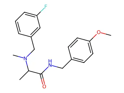 2-[(3-fluorophenyl)methyl-methylamino]-N-[(4-methoxyphenyl)methyl]propanamide structure