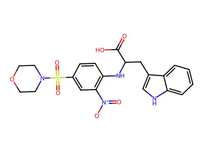 3-(1H-indol-3-yl)-2-{[4-(morpholine-4-sulfonyl)-2-nitrophenyl]amino}propanoic acid structure