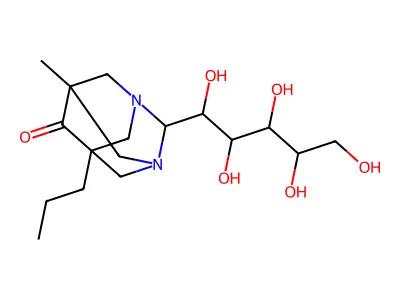 1-C-(5-methyl-6-oxo-7-propyl-1,3-diazatricyclo[3.3.1.1~3,7~]dec-2-yl)pentitol structure