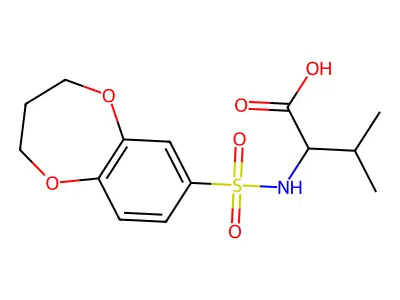 2-(3,4-dihydro-2H-1,5-benzodioxepine-7-sulfonamido)-3-methylbutanoic acid structure