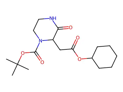 Tert-butyl 2-(2-cyclohexyloxy-2-oxoethyl)-3-oxopiperazine-1-carboxylate structure