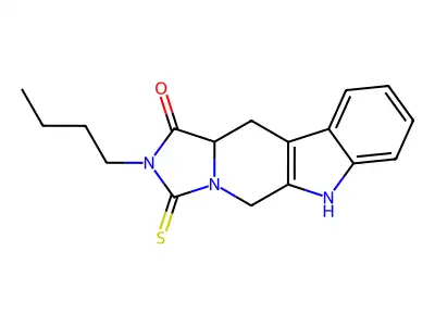 2-butyl-3-thioxo-2,3,5,6,11,11a-hexahydro-1H-imidazo[1',5':1,6]pyrido[3,4-b]indol-1-one structure