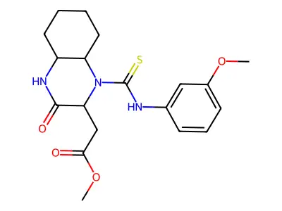 Methyl {1-[(3-methoxyphenyl)carbamothioyl]-3-oxodecahydroquinoxalin-2-yl}acetate structure