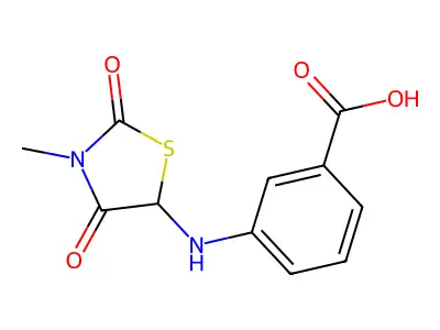 3-[(3-Methyl-2,4-dioxo-1,3-thiazolidin-5-yl)amino]benzoic acid structure