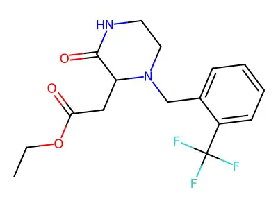 Ethyl {3-oxo-1-[2-(trifluoromethyl)benzyl]piperazin-2-yl}acetate structure