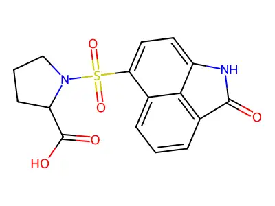 1-((2-Oxo-1,2-dihydrobenzo[cd]indol-6-yl)sulfonyl)pyrrolidine-2-carboxylic acid structure