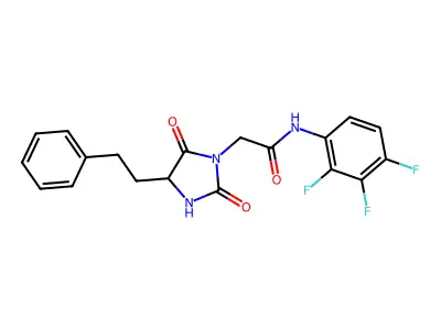 2-[2,5-dioxo-4-(2-phenylethyl)imidazolidin-1-yl]-N-(2,3,4-trifluorophenyl)acetamide structure