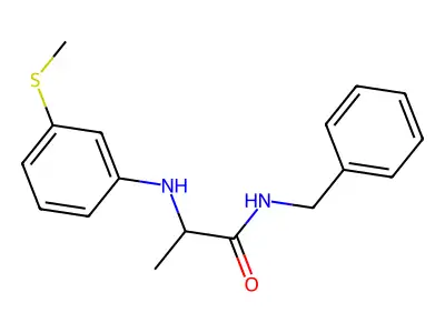 N-benzyl-2-(3-methylsulfanylanilino)propanamide structure