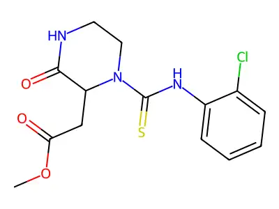 Methyl {1-[(2-chlorophenyl)carbamothioyl]-3-oxopiperazin-2-yl}acetate structure