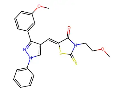 (5Z)-3-(2-methoxyethyl)-5-{[3-(3-methoxyphenyl)-1-phenyl-1H-pyrazol-4-yl]methylidene}-2-thioxo-1,3-thiazolidin-4-one structure