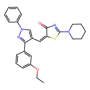 (Z)-5-((3-(3-ethoxyphenyl)-1-phenyl-1H-pyrazol-4-yl)methylene)-2-(piperidin-1-yl)thiazol-4(5H)-one structure