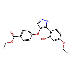 ethyl 4-{[3-(4-ethoxy-2-hydroxyphenyl)-1H-pyrazol-4-yl]oxy}benzoate structure
