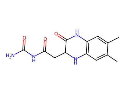 N-carbamoyl-2-(6,7-dimethyl-3-oxo-1,2,3,4-tetrahydroquinoxalin-2-yl)acetamide structure