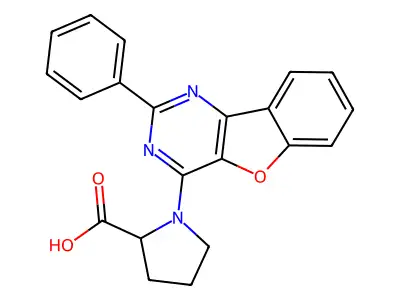 1-(2-Phenylbenzofuro[3,2-d]pyrimidin-4-yl)pyrrolidine-2-carboxylic acid structure