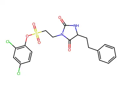 2,4-Dichlorophenyl 2-(2,5-dioxo-4-phenethylimidazolidin-1-yl)ethanesulfonate structure