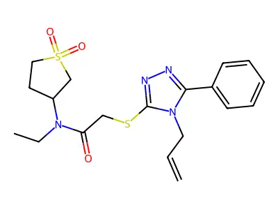 N-(1,1-dioxothiolan-3-yl)-N-ethyl-2-[(5-phenyl-4-prop-2-enyl-1,2,4-triazol-3-yl)sulfanyl]acetamide structure