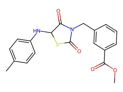 methyl 3-({5-[(4-methylphenyl)amino]-2,4-dioxo-1,3-thiazolidin-3-yl}methyl)benzoate structure