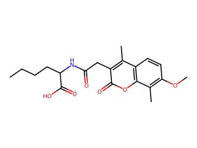 N-[(7-methoxy-4,8-dimethyl-2-oxo-2H-chromen-3-yl)acetyl]norleucine structure