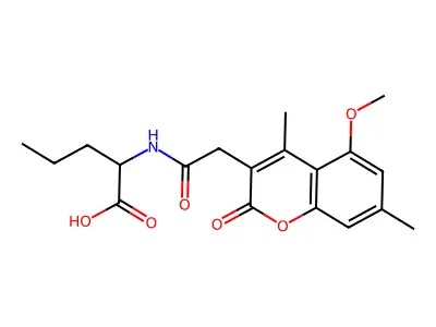 N-[(5-methoxy-4,7-dimethyl-2-oxo-2H-chromen-3-yl)acetyl]norvaline structure
