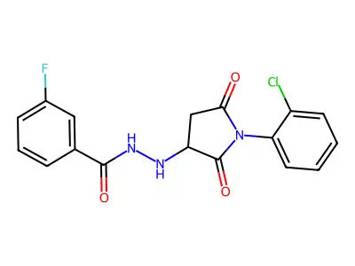 N'-[1-(2-chlorophenyl)-2,5-dioxopyrrolidin-3-yl]-3-fluorobenzohydrazide structure