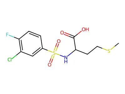 (2S)-2-[(3-chloro-4-fluorophenyl)sulfonylamino]-4-methylsulfanylbutanoic acid structure