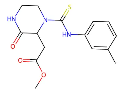 Methyl (1-{[(3-methylphenyl)amino]carbonothioyl}-3-oxo-2-piperazinyl)acetate structure