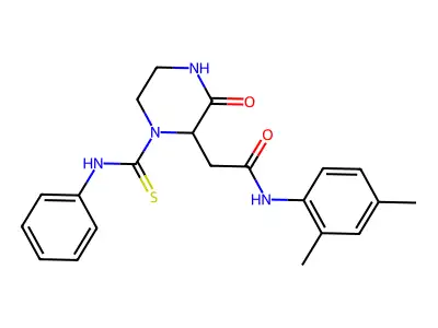 N-(2,4-dimethylphenyl)-2-[3-oxo-1-(phenylcarbamothioyl)piperazin-2-yl]acetamide structure