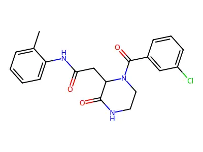 2-[1-(3-chlorobenzoyl)-3-oxopiperazin-2-yl]-N-(2-methylphenyl)acetamide structure