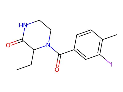 3-Ethyl-4-(3-iodo-4-methylbenzoyl)piperazin-2-one structure