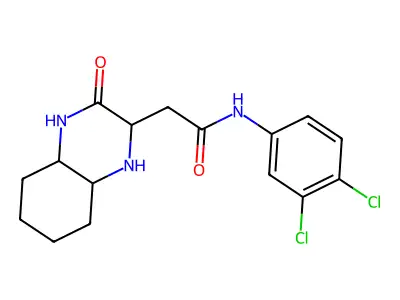 N-(3,4-dichlorophenyl)-2-(3-oxodecahydroquinoxalin-2-yl)acetamide structure