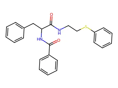 N-[1-oxo-3-phenyl-1-(2-phenylsulfanylethylamino)propan-2-yl]benzamide structure