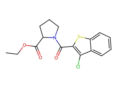 Ethyl 1-(3-chloro-1-benzothiophene-2-carbonyl)pyrrolidine-2-carboxylate structure