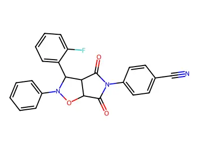4-[3-(2-fluorophenyl)-4,6-dioxo-2-phenylhexahydro-5H-pyrrolo[3,4-d][1,2]oxazol-5-yl]benzonitrile structure